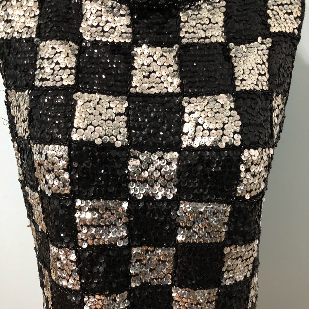 Vintage Sleeveless Sequin Checkered Top Size Small-Medium - Picture 2 of 9